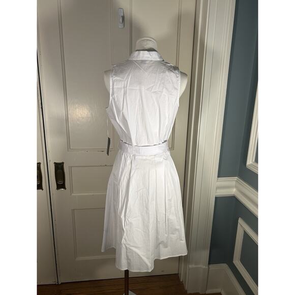 Boston Proper Collared Full Button Fit and Flare Dress Womens Size 8 White NWT - Picture 2 of 8
